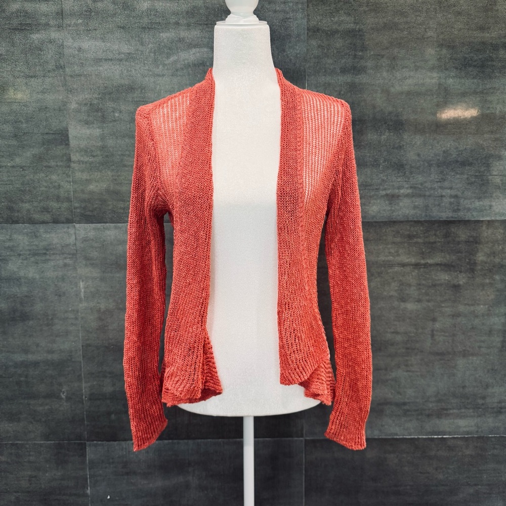 Eileen Fisher pink lightweight knit drape cardigan, XS